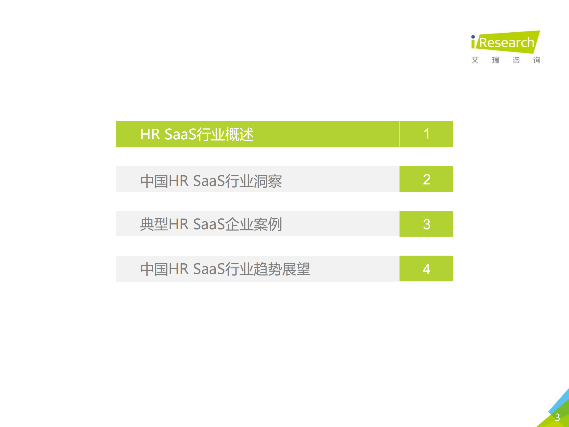 中國(guó)HR SaaS行業(yè)研究報(bào)告目錄
